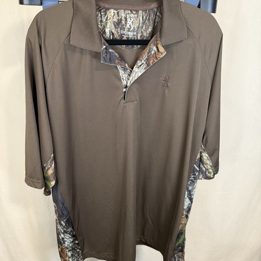 Browning Men's 2XL Short Sleeve Shirt -‎ Brown With Camouflage